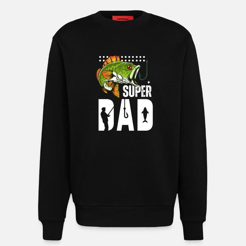 Super Dad Pêche Poisson Géant - Sweat bio décontracté fabriqué en UE - SOLID BLACK