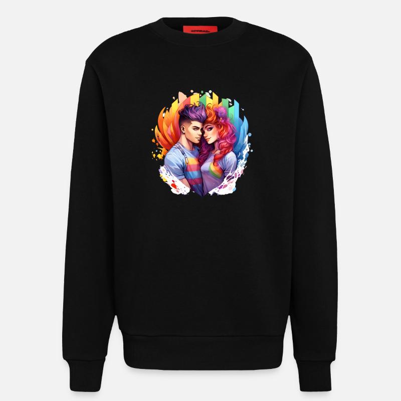 Regenbogenliebe Duo im Farbrausch - Sweatshirt - made by SPREAD  - SOLID BLACK