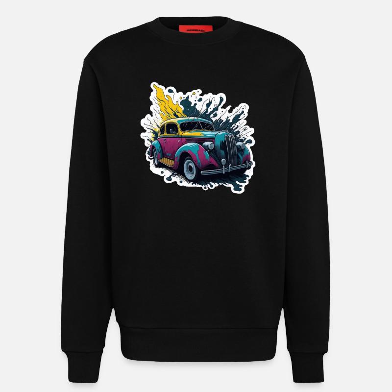 Farbiger Oldtimer Spritzer - Sweatshirt - made by SPREAD  - SOLID BLACK