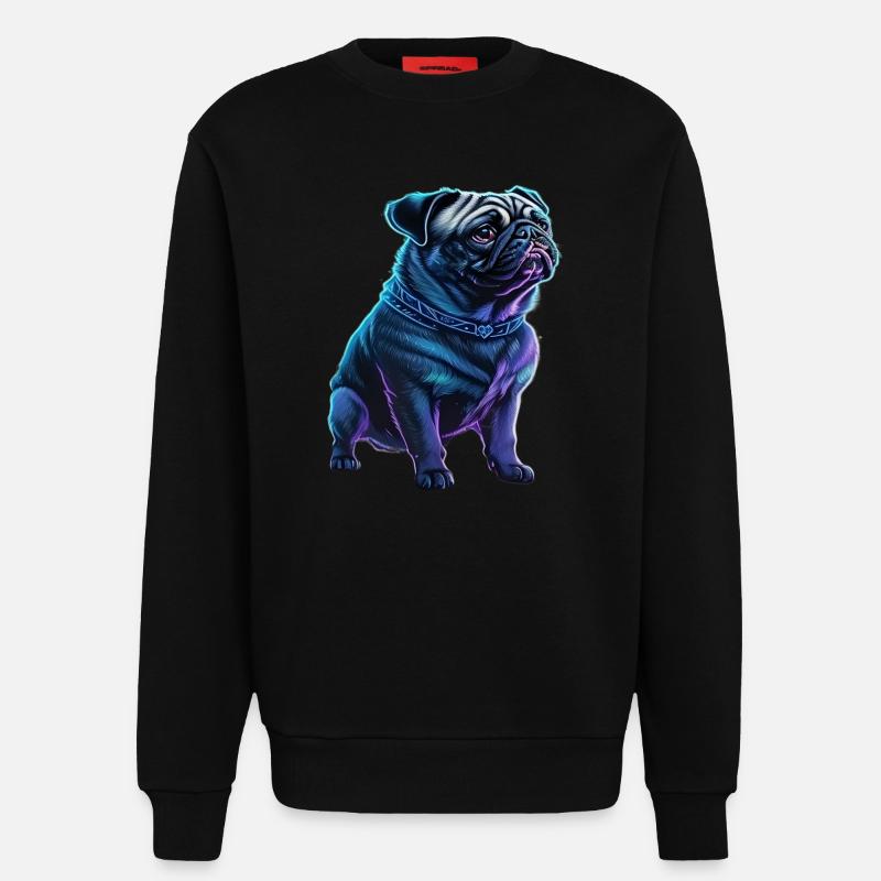 Futuristischer Neon-Mops - Sweatshirt - made by SPREAD  - SOLID BLACK