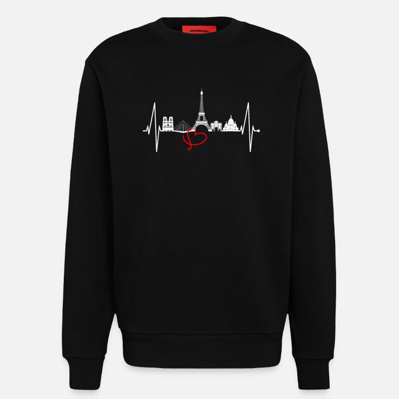 Paris Skyline Herzschlag Eiffelturm Frankreich - Sweatshirt - made by SPREAD - SOLID BLACK