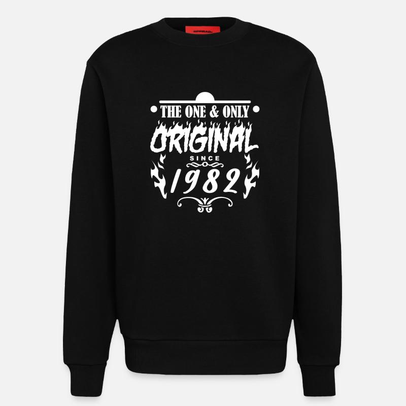 1982 - Année de construction 1982 - Sweat bio décontracté fabriqué en UE - SOLID BLACK