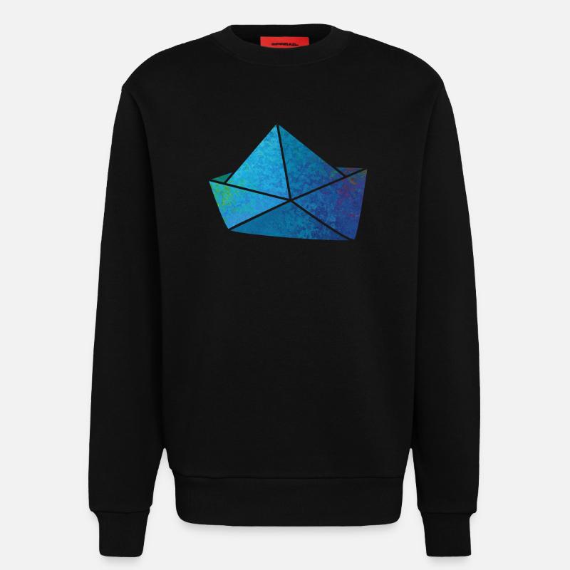 Papierboot Meeresgrund Boot Schiff Meer Kinder - Sweatshirt - made by SPREAD  - SOLID BLACK