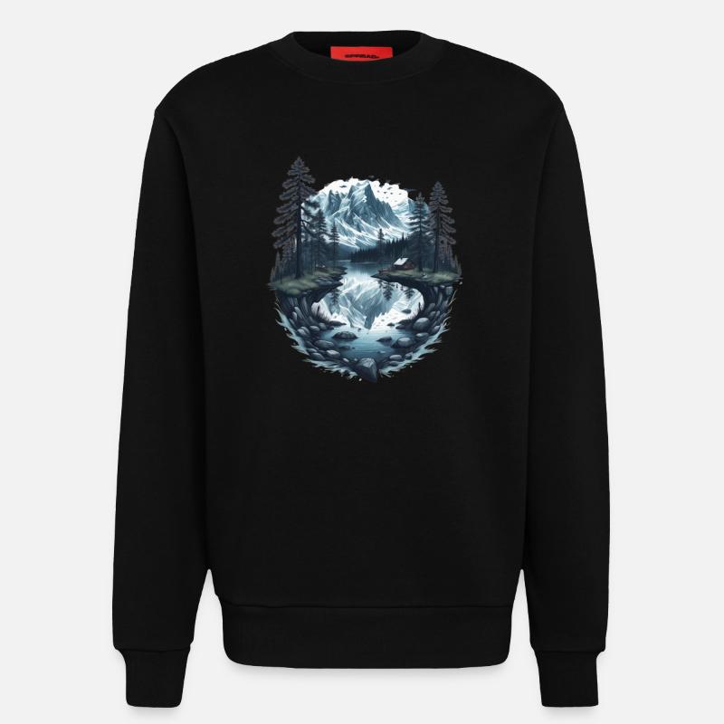 Berglandschaft mit See - Sweatshirt - made by SPREAD - SOLID BLACK