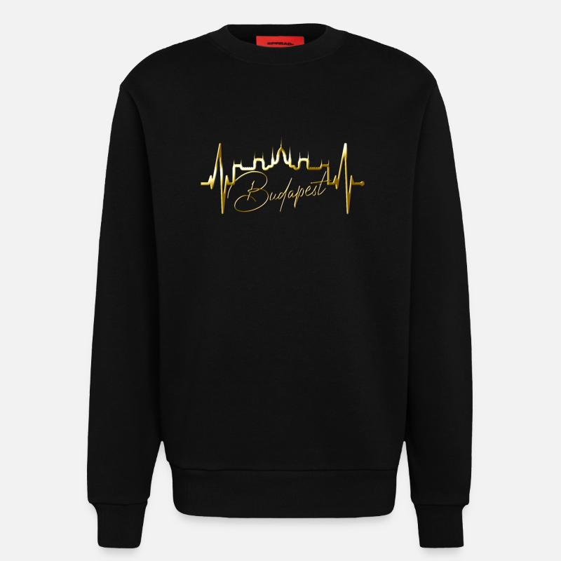 Budapest Skyline Herzschlag Ungarn Herz Budapester - Sweatshirt - made by SPREAD  - SOLID BLACK