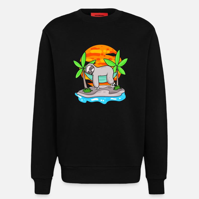Sloth on the beach - Sweatshirt - made by SPREAD  - SOLID BLACK