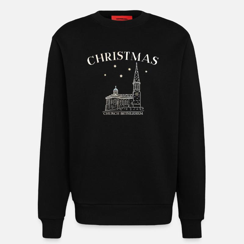 Weihnachtskirche Bethlehem Zeichnung - Sweatshirt - made by SPREAD  - SOLID BLACK