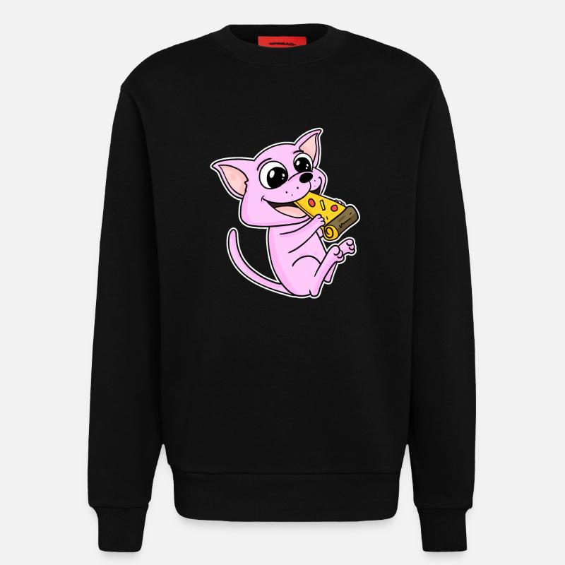 Pizza au chat Sphynx - Sweat bio décontracté fabriqué en UE - SOLID BLACK