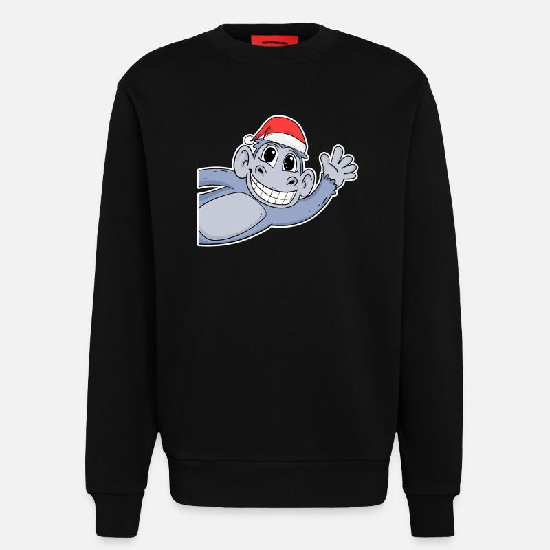 Affe Weihnachten - Sweatshirt - made by SPREAD  - SOLID BLACK