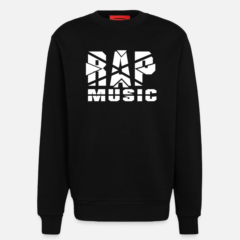 Conception de musique rap découpée - Sweat bio décontracté fabriqué en UE - SOLID BLACK