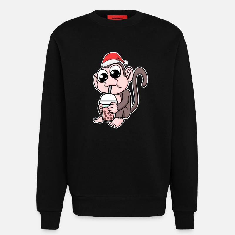 Affe Weihnachten Bubble Tea - Sweatshirt - made by SPREAD  - SOLID BLACK