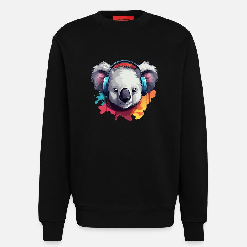 Koala mit Kopfhörer Koalabären - Sweatshirt - made by SPREAD  - SOLID BLACK