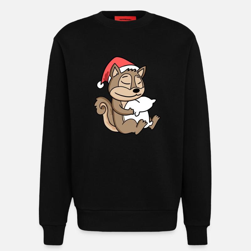 Eichhörnchen Niedlich Müde Weihnachten - Sweatshirt - made by SPREAD  - SOLID BLACK
