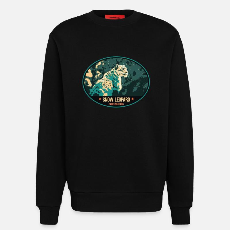 Schneeleopard Illustration Aufnäher - Sweatshirt - made by SPREAD  - SOLID BLACK