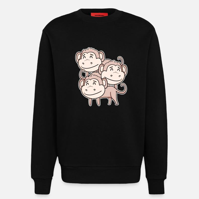 Cute Monkey - Monkey Motif - Sweatshirt - made by SPREAD - SOLID BLACK