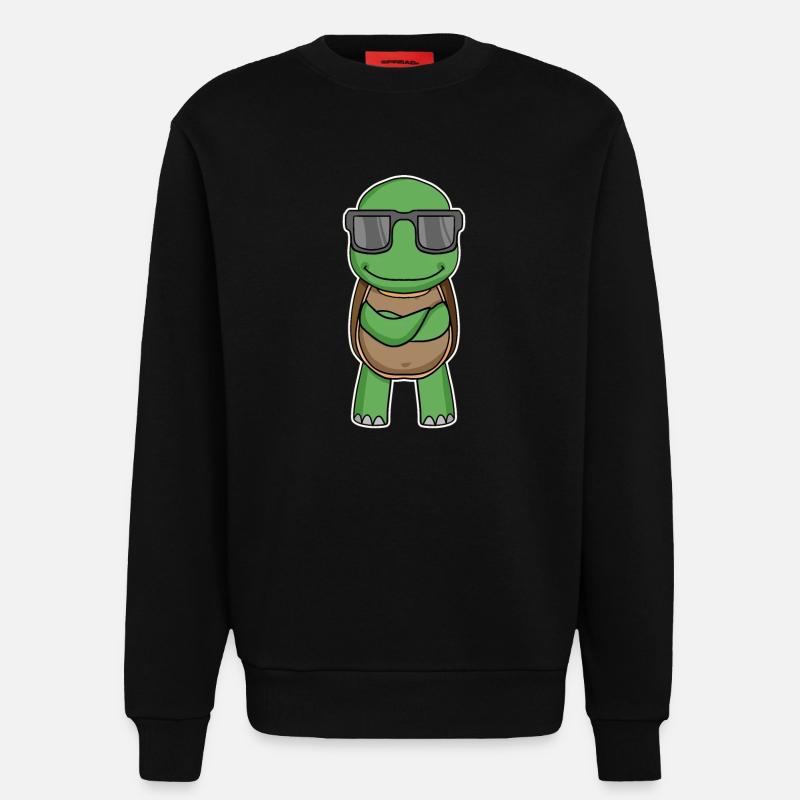 Turtle with glasses - Sweatshirt - made by SPREAD  - SOLID BLACK