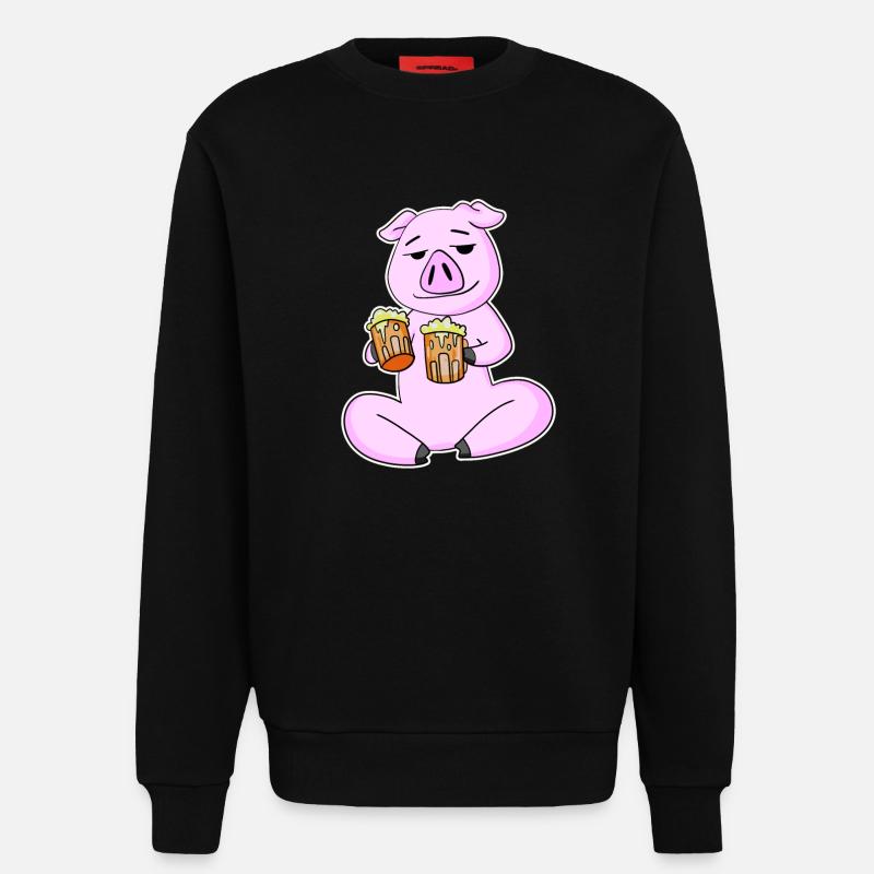 Pork with beer - Sweatshirt - made by SPREAD  - SOLID BLACK