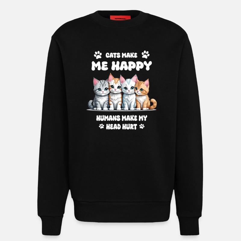 Les chats me rendent heureuse... - Sweat bio décontracté fabriqué en UE - SOLID BLACK