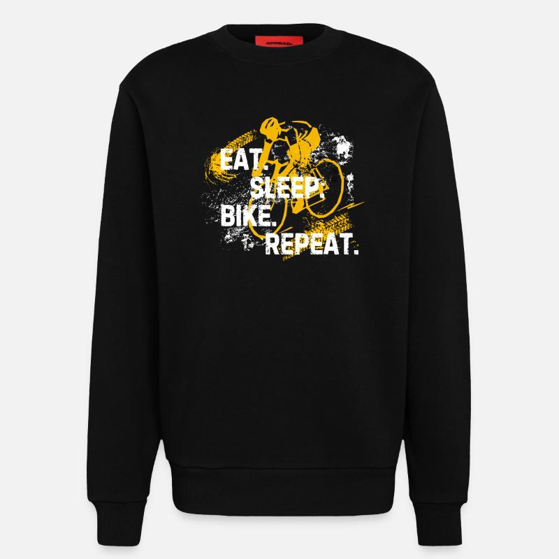 Manger Dormir Vélo Répéter - Sweat bio décontracté fabriqué en UE - SOLID BLACK