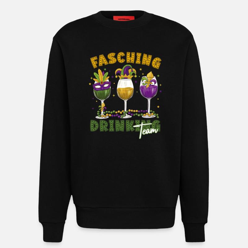 Fasching Karneval Drink Team Masken Gläser - Sweatshirt - made by SPREAD  - SOLID BLACK