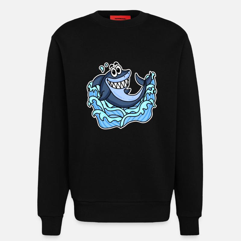 Shark Fish - Sweatshirt - made by SPREAD - SOLID BLACK