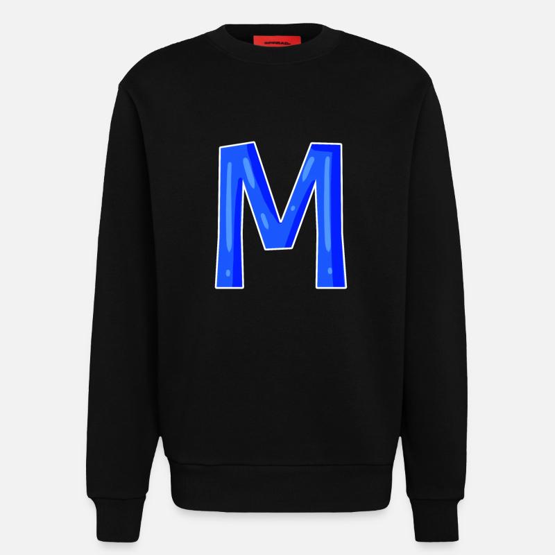 Letter M - Initial Letter M - Sweatshirt - made by SPREAD  - SOLID BLACK