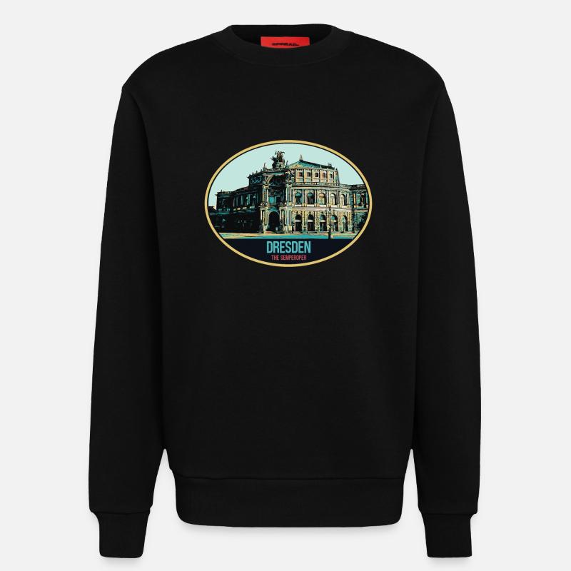 Dresdner Semperoper: Eleganz in der Illustration - Sweatshirt - made by SPREAD  - SOLID BLACK