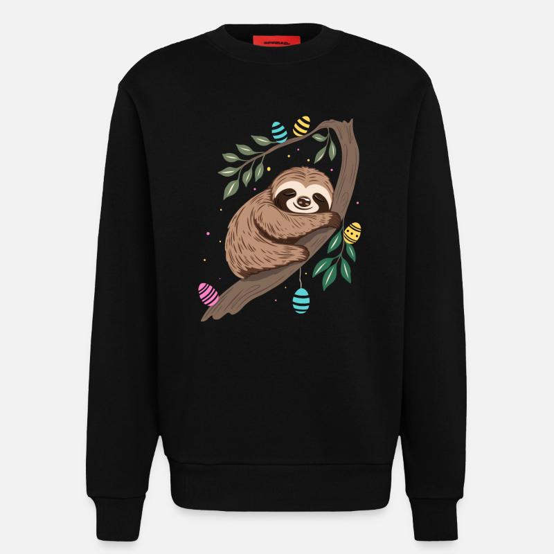 Easter Sloth with Easter Eggs - Sweatshirt - made by SPREAD  - SOLID BLACK