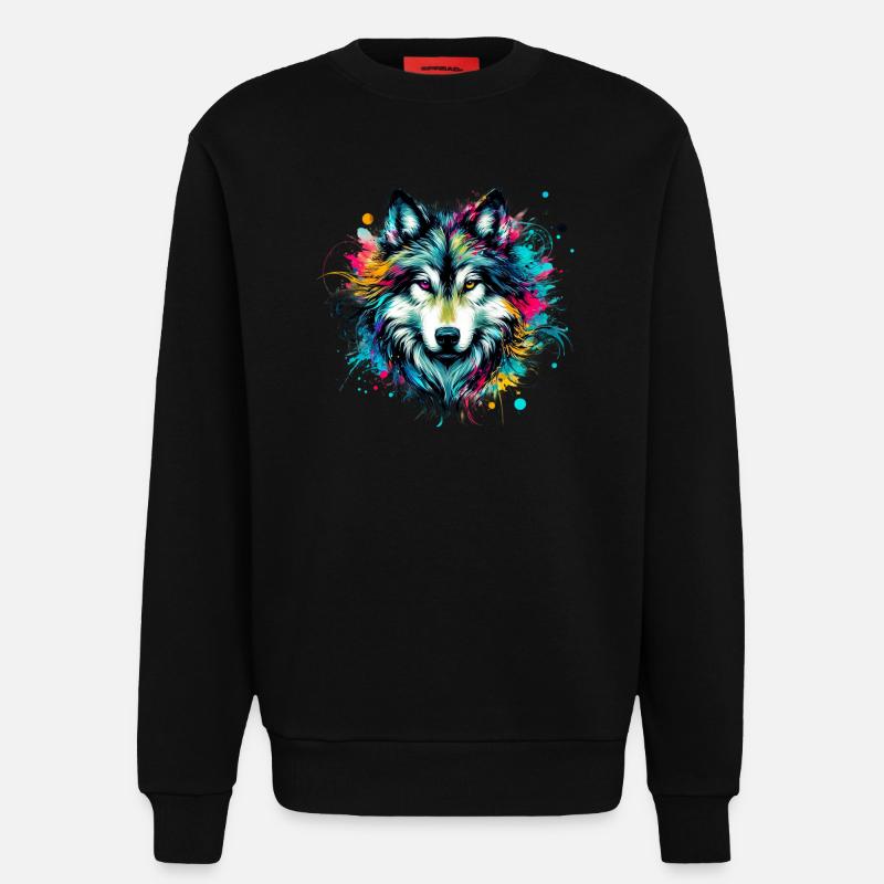 Wolf - Sweatshirt - made by SPREAD  - SOLID BLACK