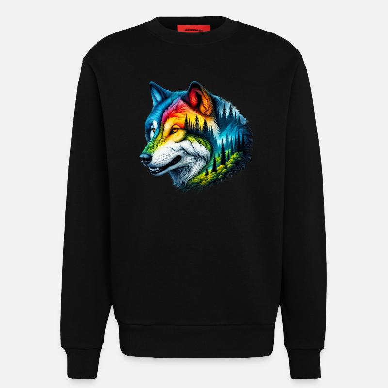 Wolf - Sweatshirt - made by SPREAD - SOLID BLACK