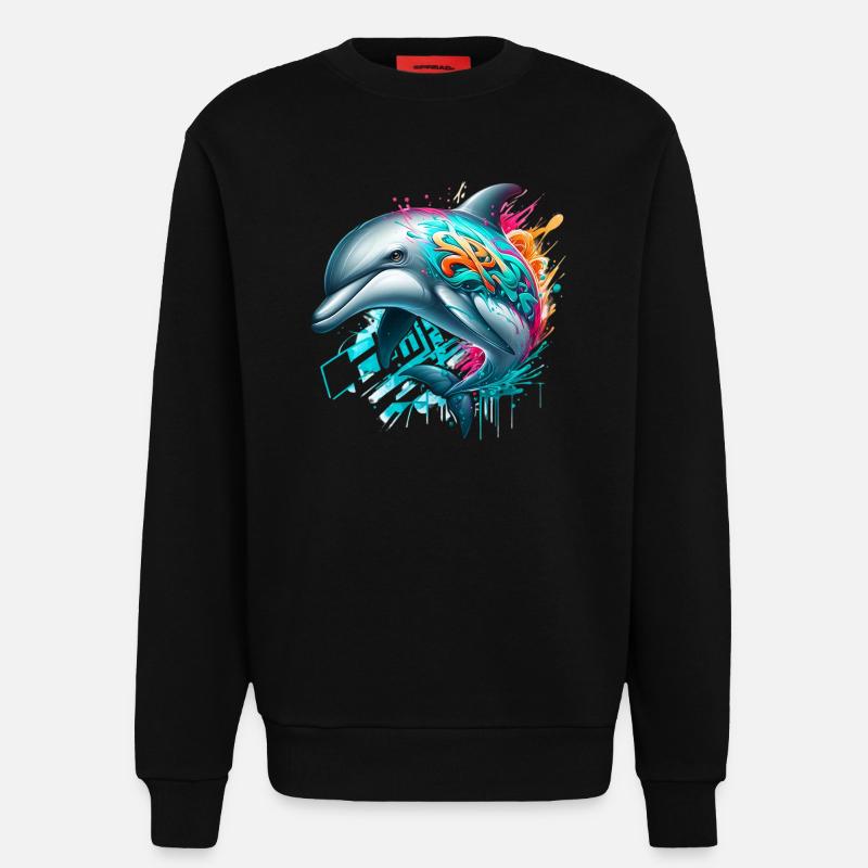 Dolphin - Sweatshirt - made by SPREAD  - SOLID BLACK