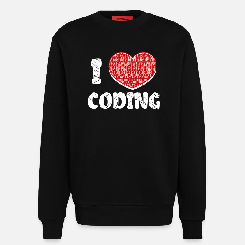 Developer Herz Coden Statement Programmierer - Sweatshirt - made by SPREAD - SOLID BLACK