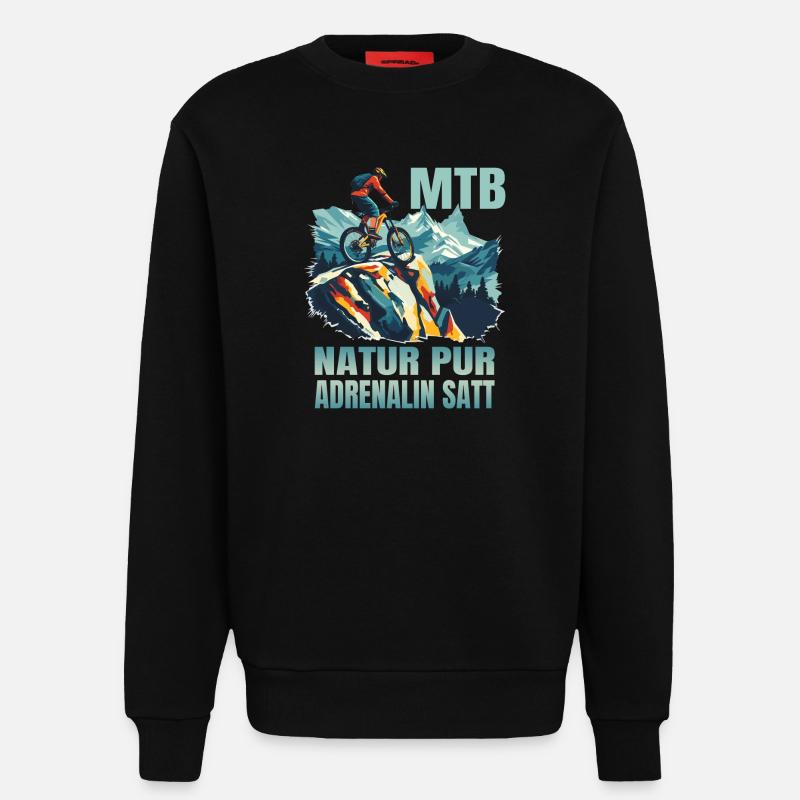 MTB: Natur pur - Adrenalin satt - Sweatshirt - made by SPREAD  - SOLID BLACK
