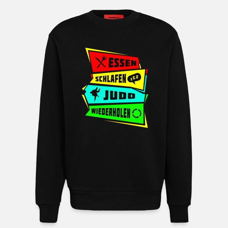 Manger dormir Judo Répéter - Sweat bio décontracté fabriqué en UE - SOLID BLACK