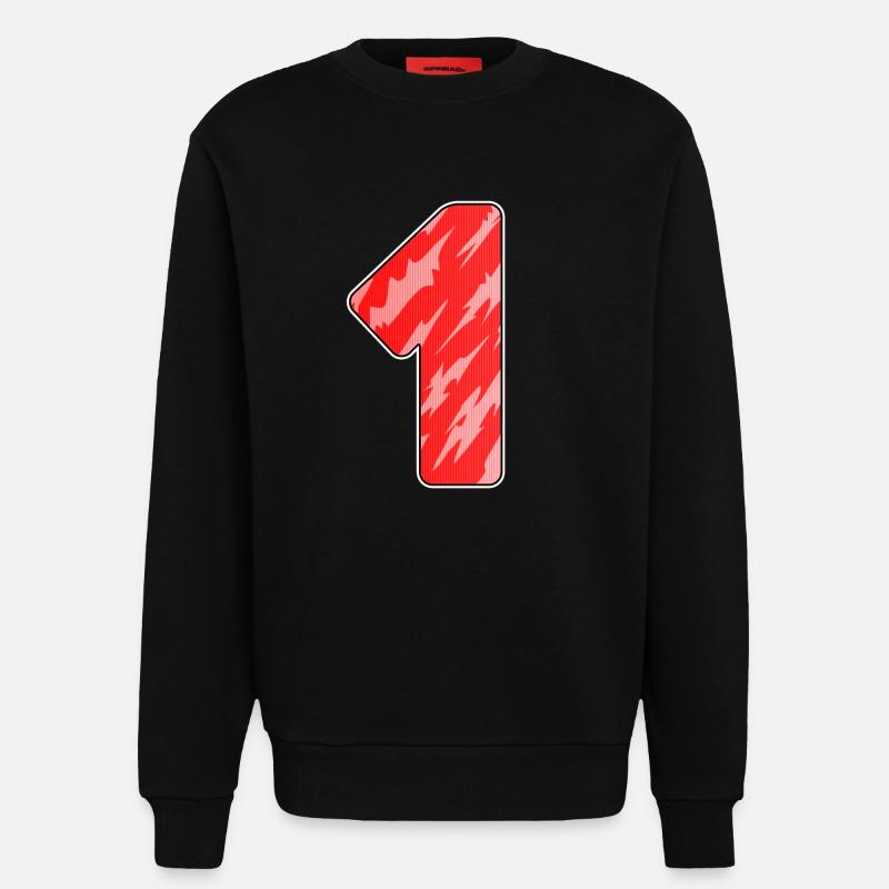 Number 1 Red Pattern - First - Sweatshirt - made by SPREAD  - SOLID BLACK