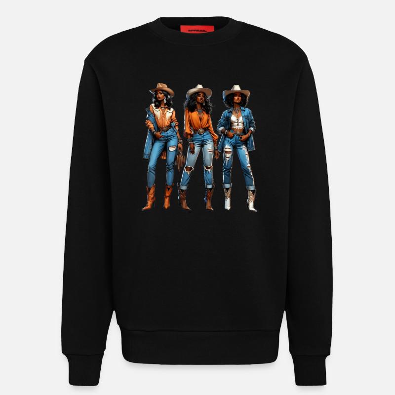 Schwarzes Mädchen Western Rodeo Juneteenth Texas - Sweatshirt - made by SPREAD  - SOLID BLACK