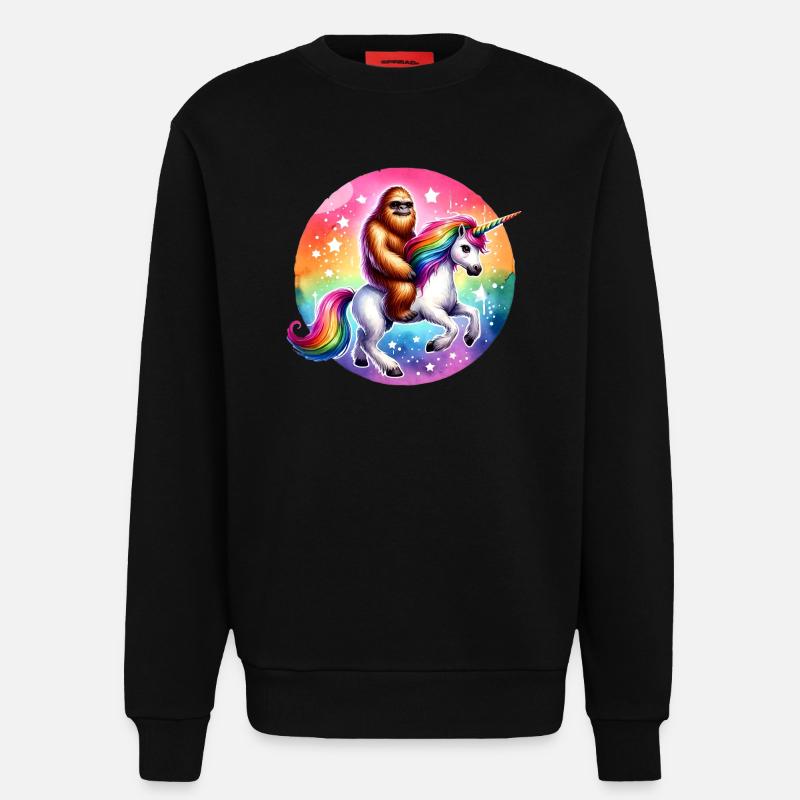 Orang-Utan auf Regenbogen-Einhorn - Sweatshirt - made by SPREAD  - SOLID BLACK