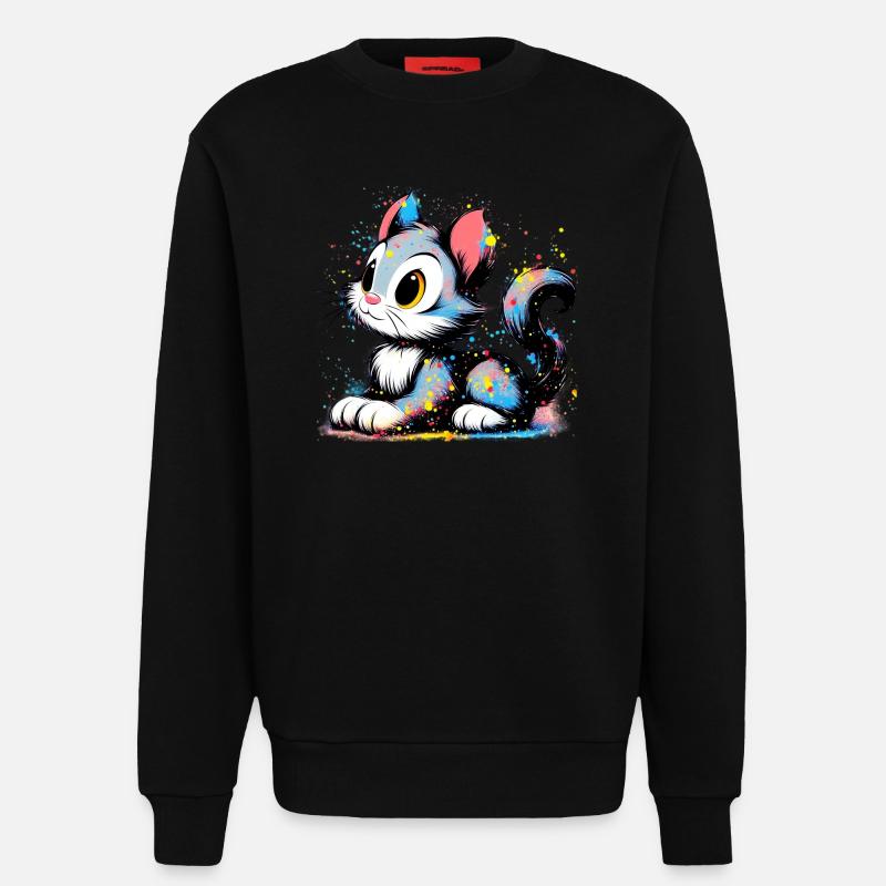 Cat - Sweatshirt - made by SPREAD  - SOLID BLACK
