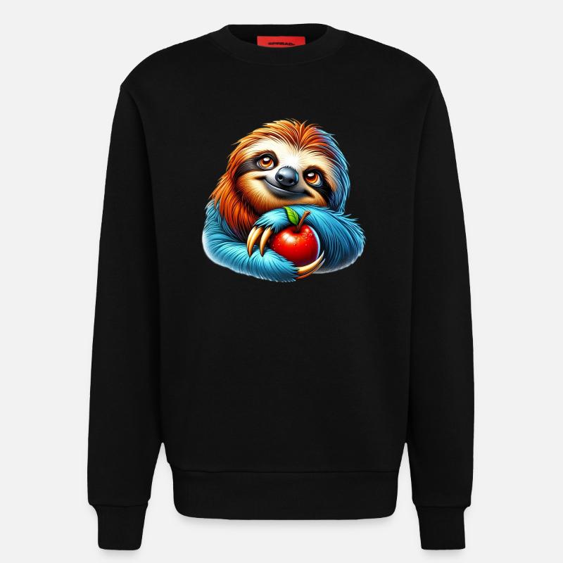 Faultier mit rotem Apfel - Sweatshirt - made by SPREAD  - SOLID BLACK