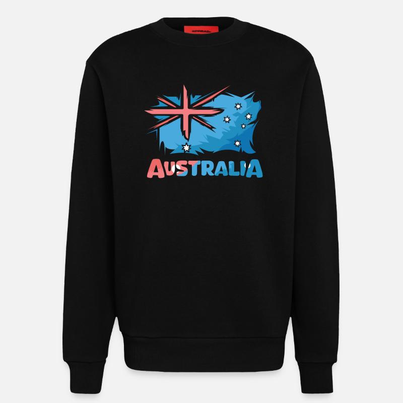 Australia Flag Comic Illustration Icon Logo - Sweatshirt - made by SPREAD  - SOLID BLACK