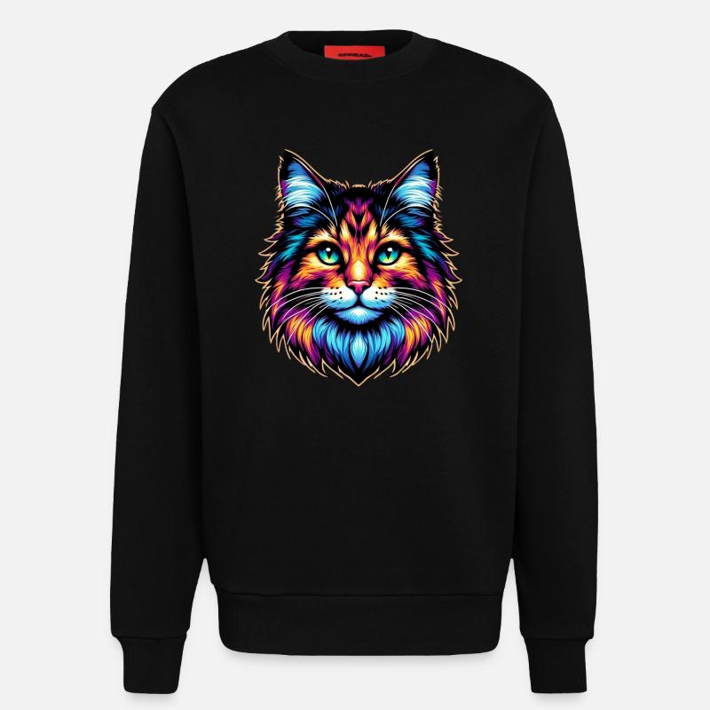 Cat - Sweatshirt - made by SPREAD  - SOLID BLACK