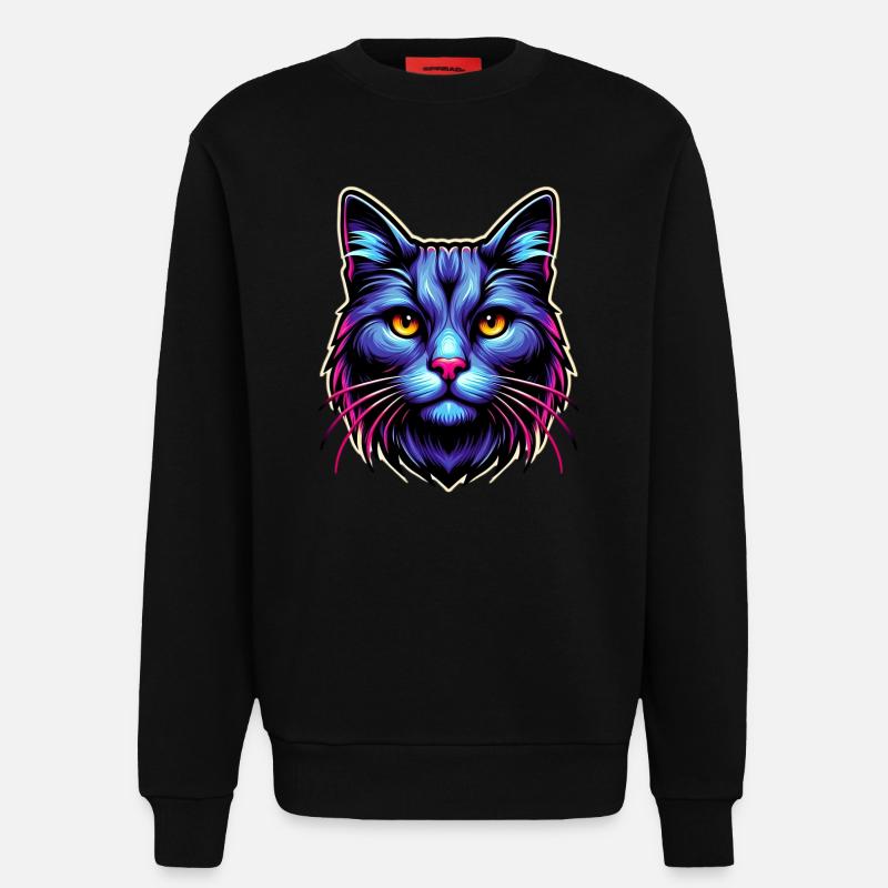 Cat - Sweatshirt - made by SPREAD - SOLID BLACK