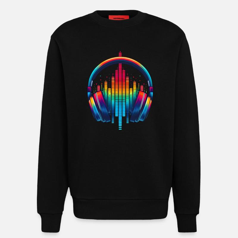 Lebendiger Klang Kopfhörer Regenbogen - Sweatshirt - made by SPREAD  - SOLID BLACK