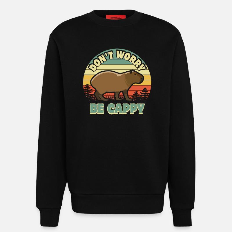 Don't worry be Cappy - Capybara - Sweatshirt - made by SPREAD  - SOLID BLACK
