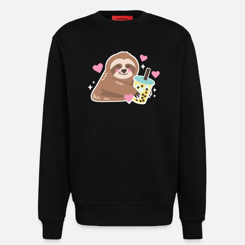 Faultier Boba Bubble Tea - Sweatshirt - made by SPREAD  - SOLID BLACK