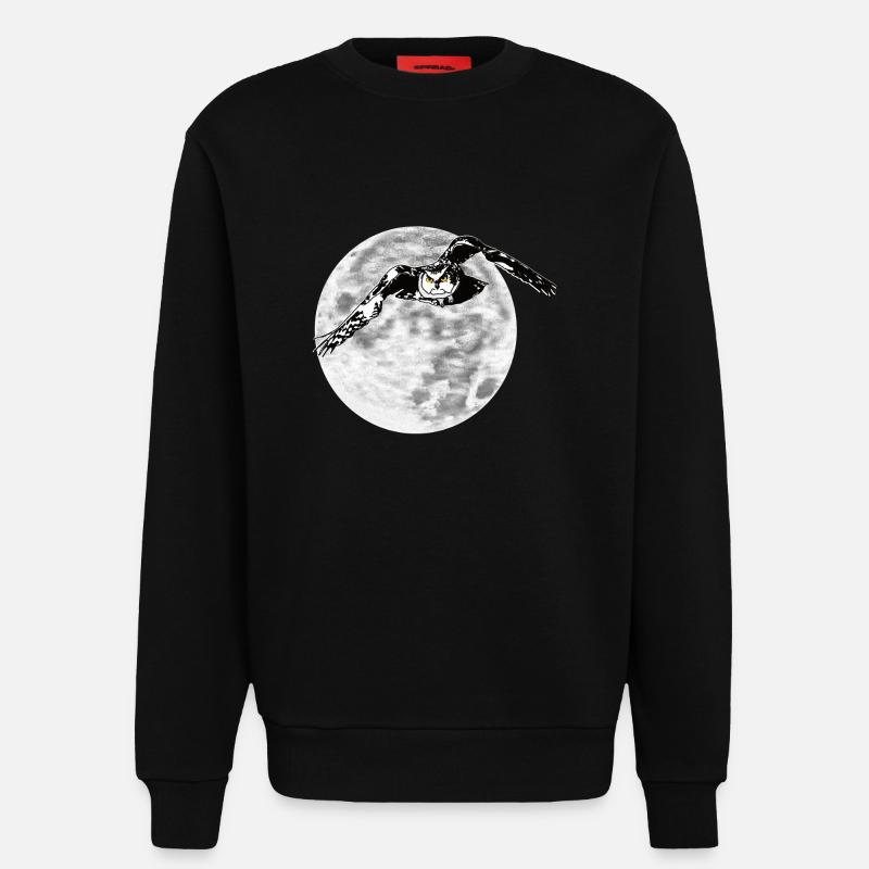 Eule vor Mond - Sweatshirt - made by SPREAD  - SOLID BLACK