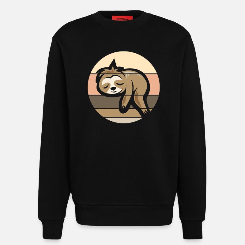 retro sloth comic icon sunset logo - Sweatshirt - made by SPREAD  - SOLID BLACK