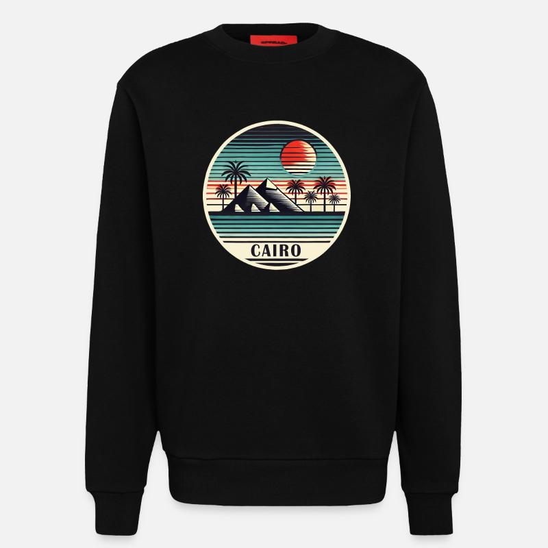 Le Caire, Égypte, Pyramides, Désert - Sweat bio décontracté fabriqué en UE - SOLID BLACK