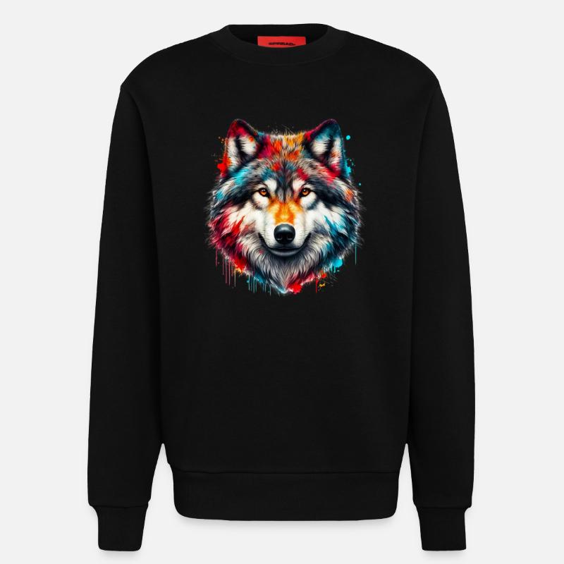 Wolf - Sweatshirt - made by SPREAD  - SOLID BLACK