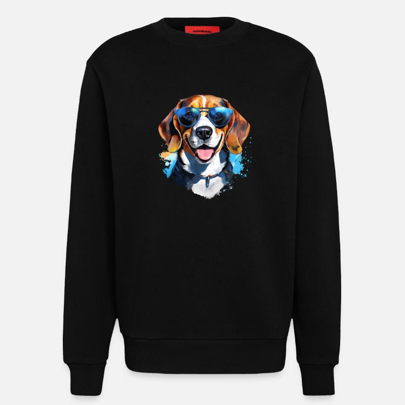 Beagle mit Sonnenbrille - Sweatshirt - made by SPREAD  - SOLID BLACK
